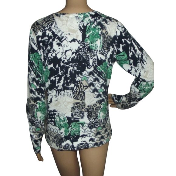 Christopher & Banks Cardigan Sweater Womens Small Button blue green white beige - Picture 2 of 13